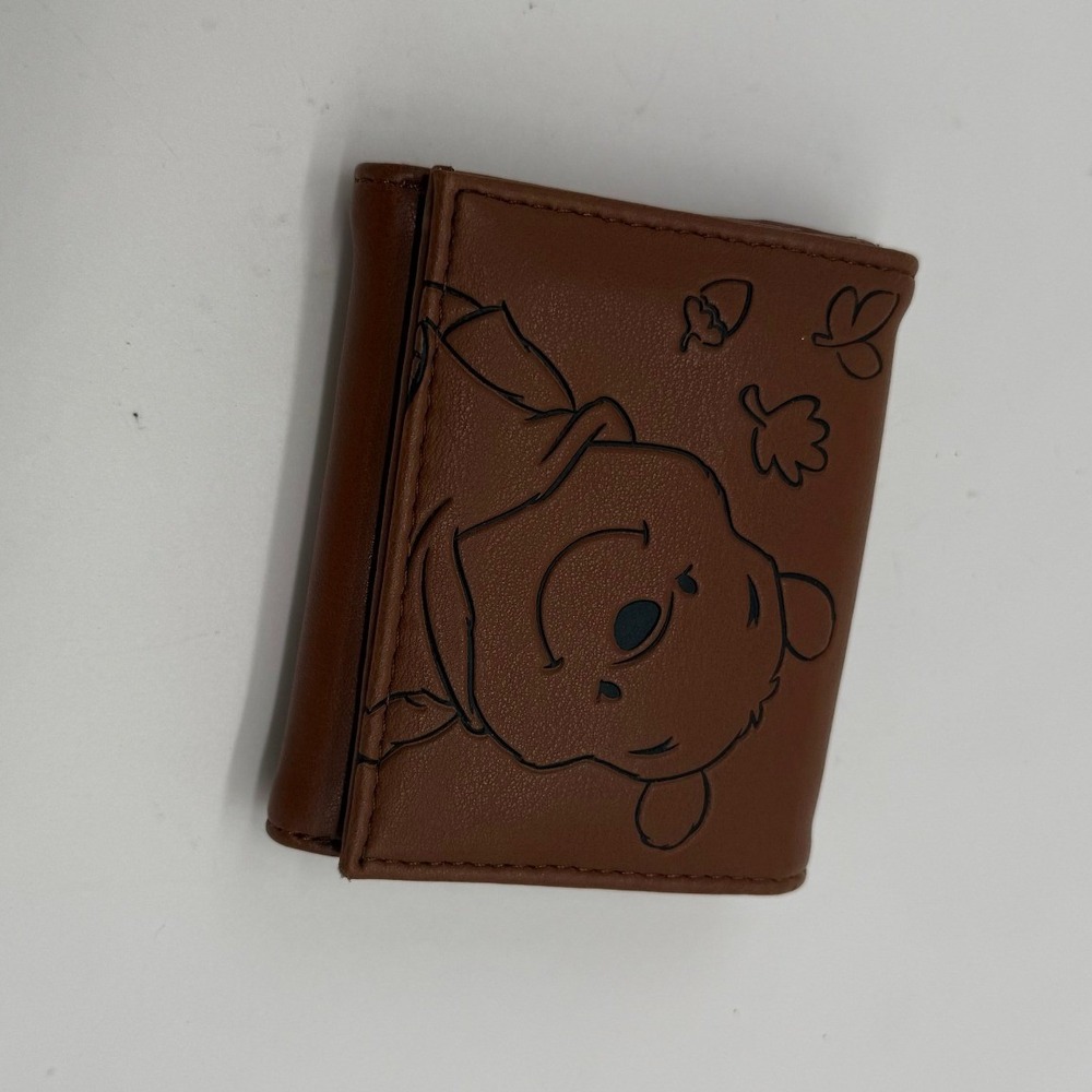 Disney Winnie The Pooh Trifold Wallet Brown Faux Leather Debossed Character